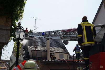 Gebaeudebrand im alten Ortskern von Weil der Stadt